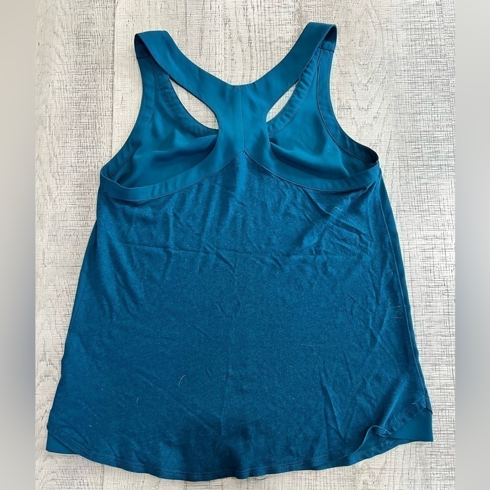 Express Teal Razor Back Blouse Crystal Beaded Collar Size Small - Picture 7 of 11